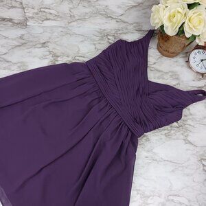 DAVID'S BRIDAL bridesmaid dress size 2 purple mini Sleeveless Ruched Pleated